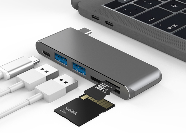 5 in 1 Multi-port docking station with card reader PD charging for Mobile and Laptop