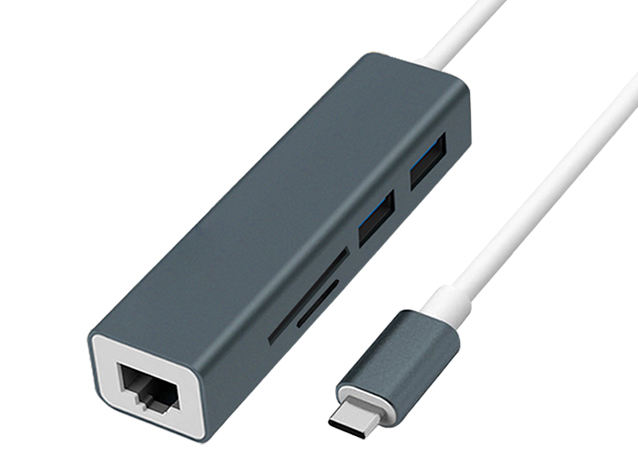 5 in 1 Type-C to 100M Ethernet+ HUB+Card reader