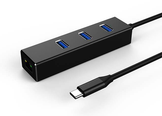 Type-C to USB 3.0 hub and Gigabit RJ45 Adapter