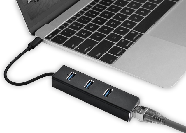 Type-C to USB 3.0 hub and Gigabit RJ45 Adapter