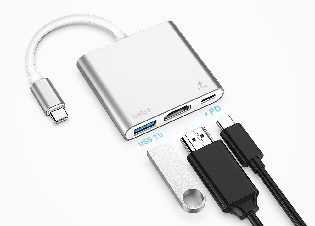 3 in 1 Type C to HDMI PD USB 3.0 Adapter