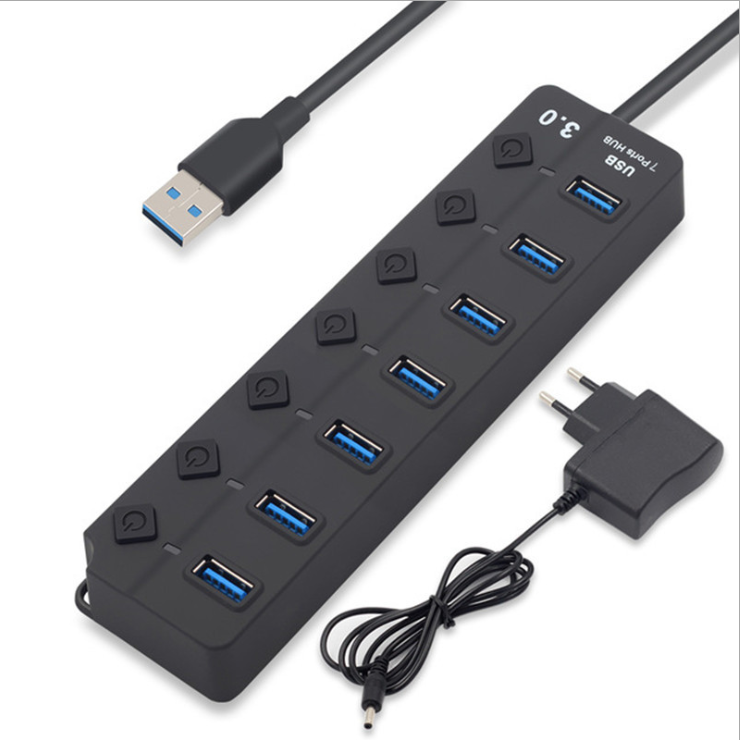 7 port USB3.0 HUB with independent switches plastic