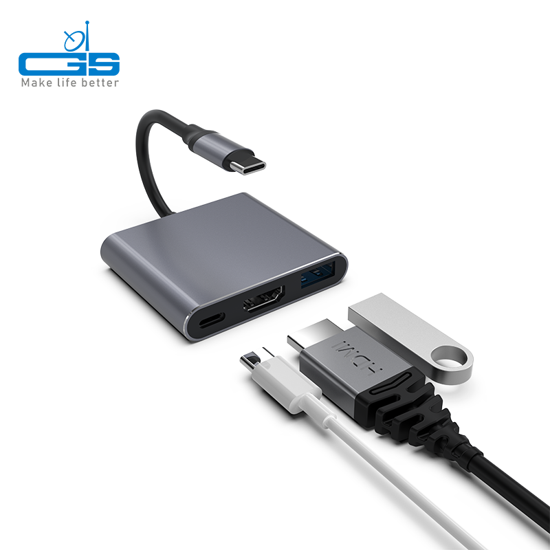 USB C to PD+HDMI+USB 3 in 1 adapter